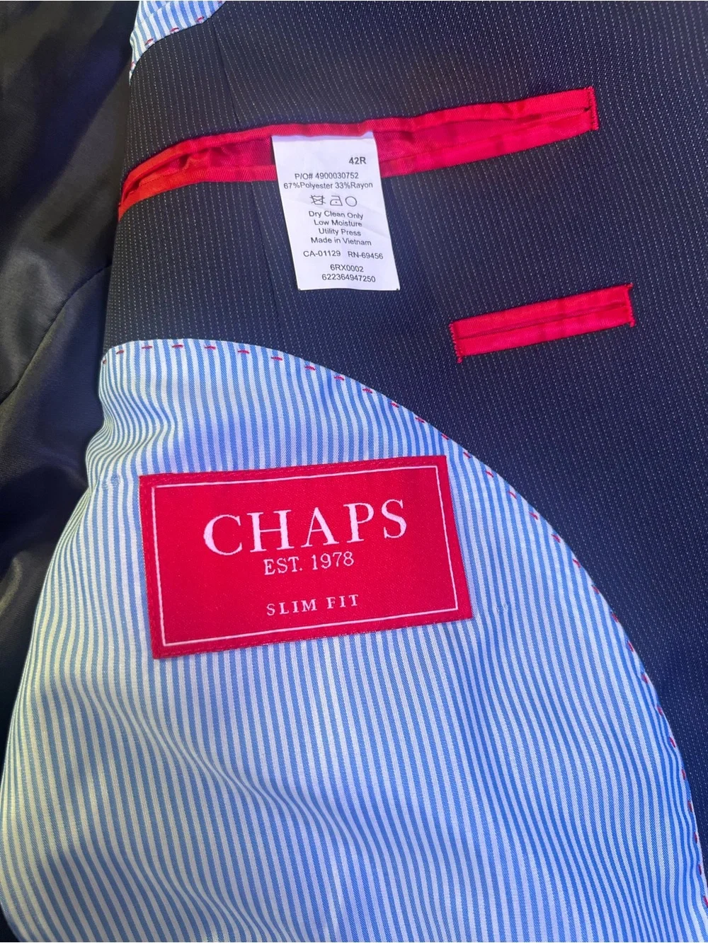 Chaps Men's Navy Blue Two-Button Sport Coat Blazer